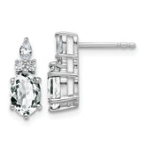 14K White Gold Polished Diamond and White Topaz Twisted Post Earrings